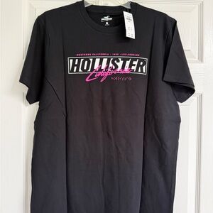 Hollister Men's Black Tee with Pink Logo. With one pair of men’s briefs
